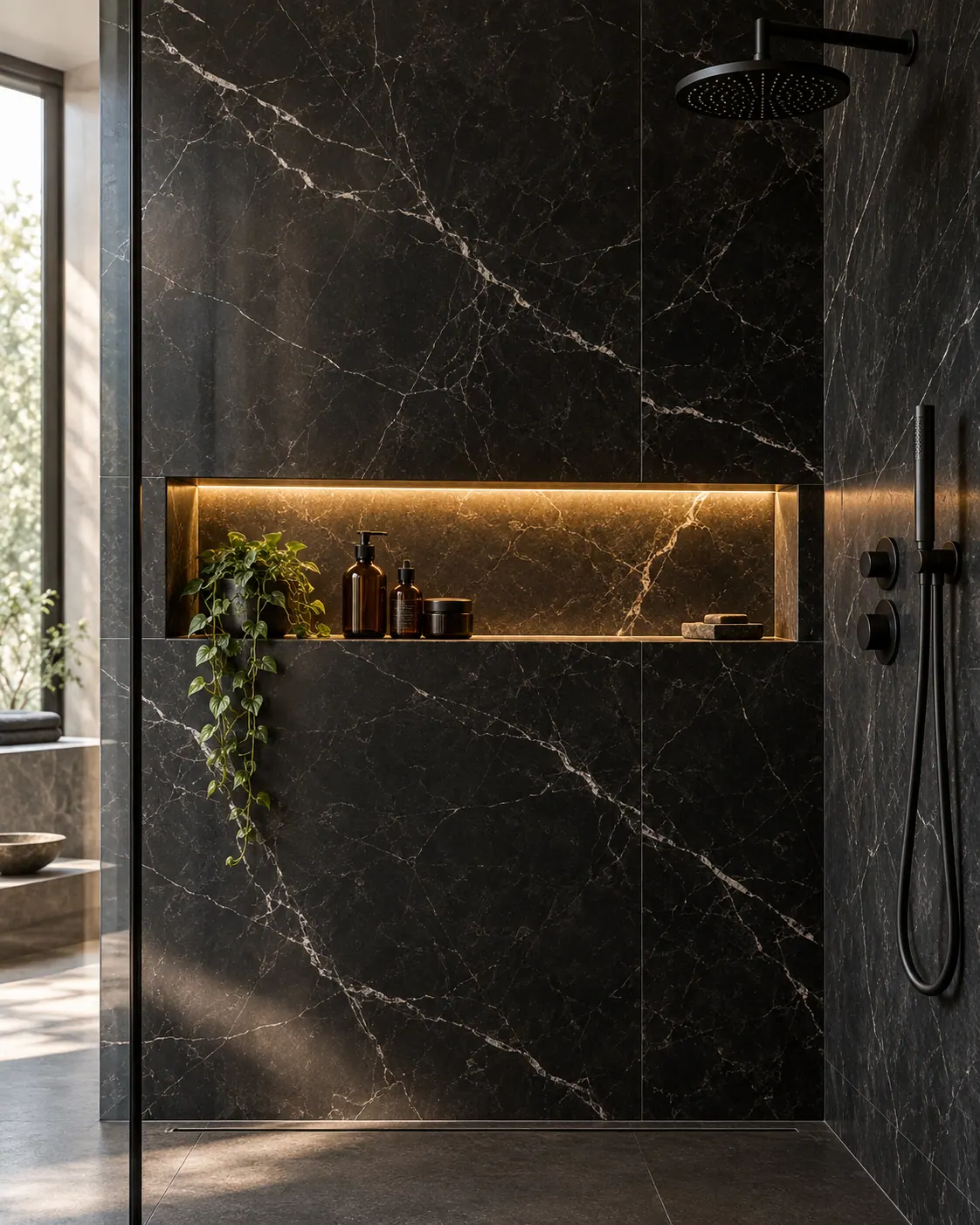 Dusche mit Wandnische